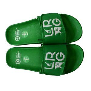 Lifted Research Group LRG Mens Slides Sandals Shoes Green Stacked Logo New 7